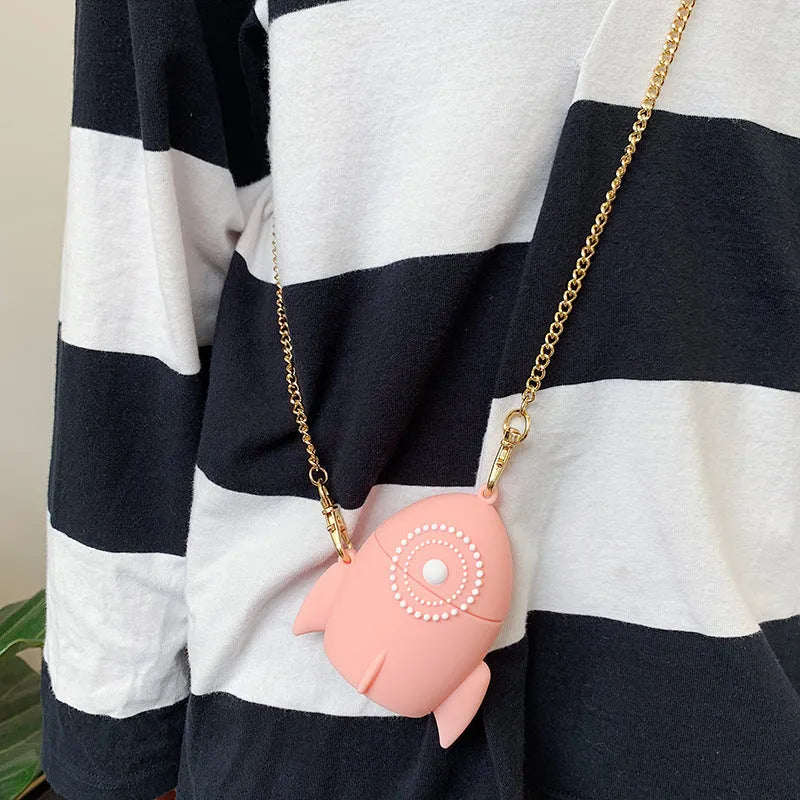 Pink silicone protective case cover for AirPods 1 and 2 charging case showing wireless charging compatibility