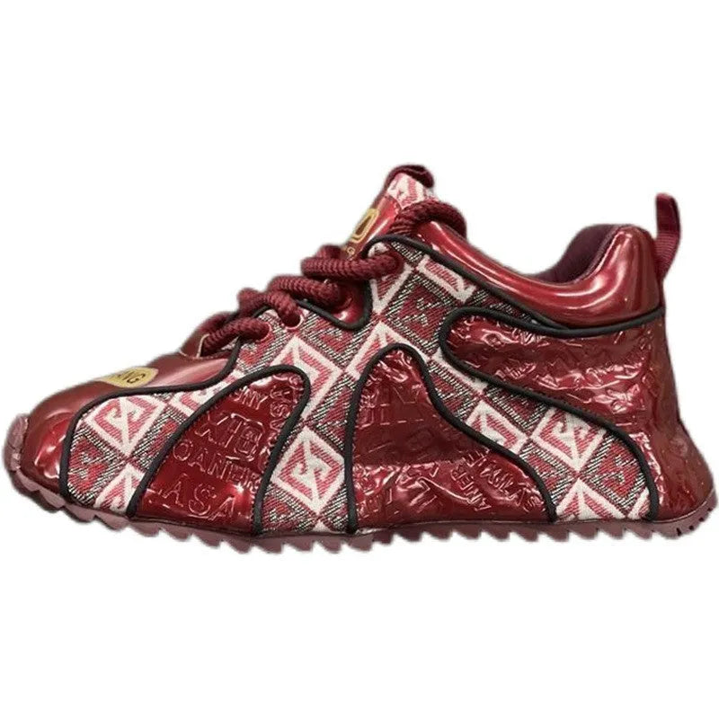 Fashion youth embroidery stitching thick bottom lightweight men's casual shoes with platform heel, mesh lining, and lace-up front in black