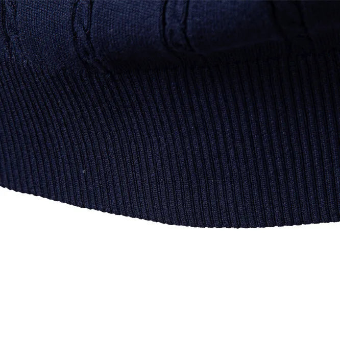 Men's European size V-neck twist sweater vest in dark blue, slim fit, viscose blend