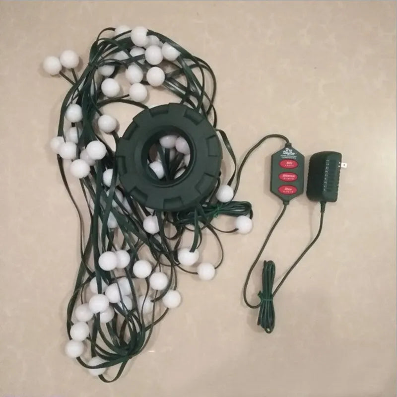 64 LED bead Christmas tree light string with button controller on a 1.8-metre cable.