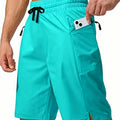 Men's solid colour quick-drying beach shorts in polyester fabric, straight leg cut