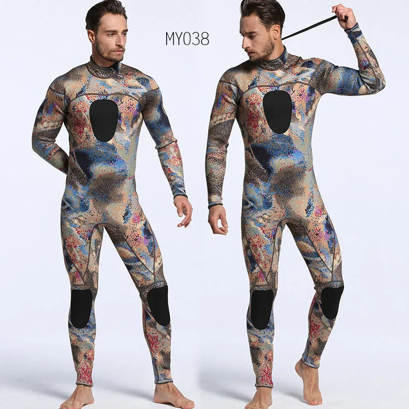 3mm neoprene camouflage diving wetsuit for men for cold water swimming and wading