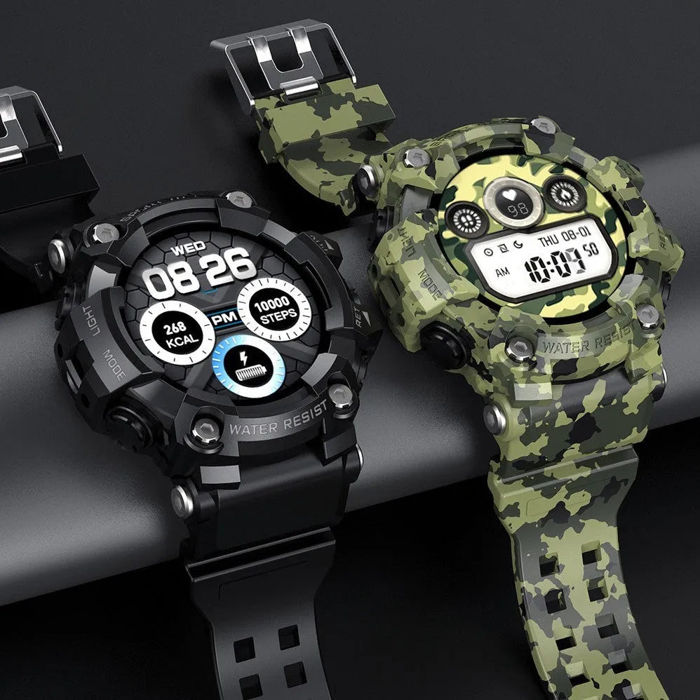 T6 Tactical Smart Watch in black or green with 1.3-inch screen on an anti-sweat tape strap.