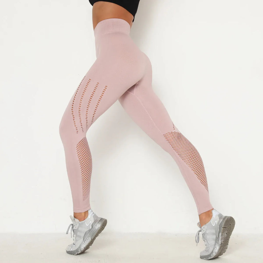 Ladies bodybuilding buttocks elastic fitness pants in pink with high stretch nylon fabric for gym yoga running