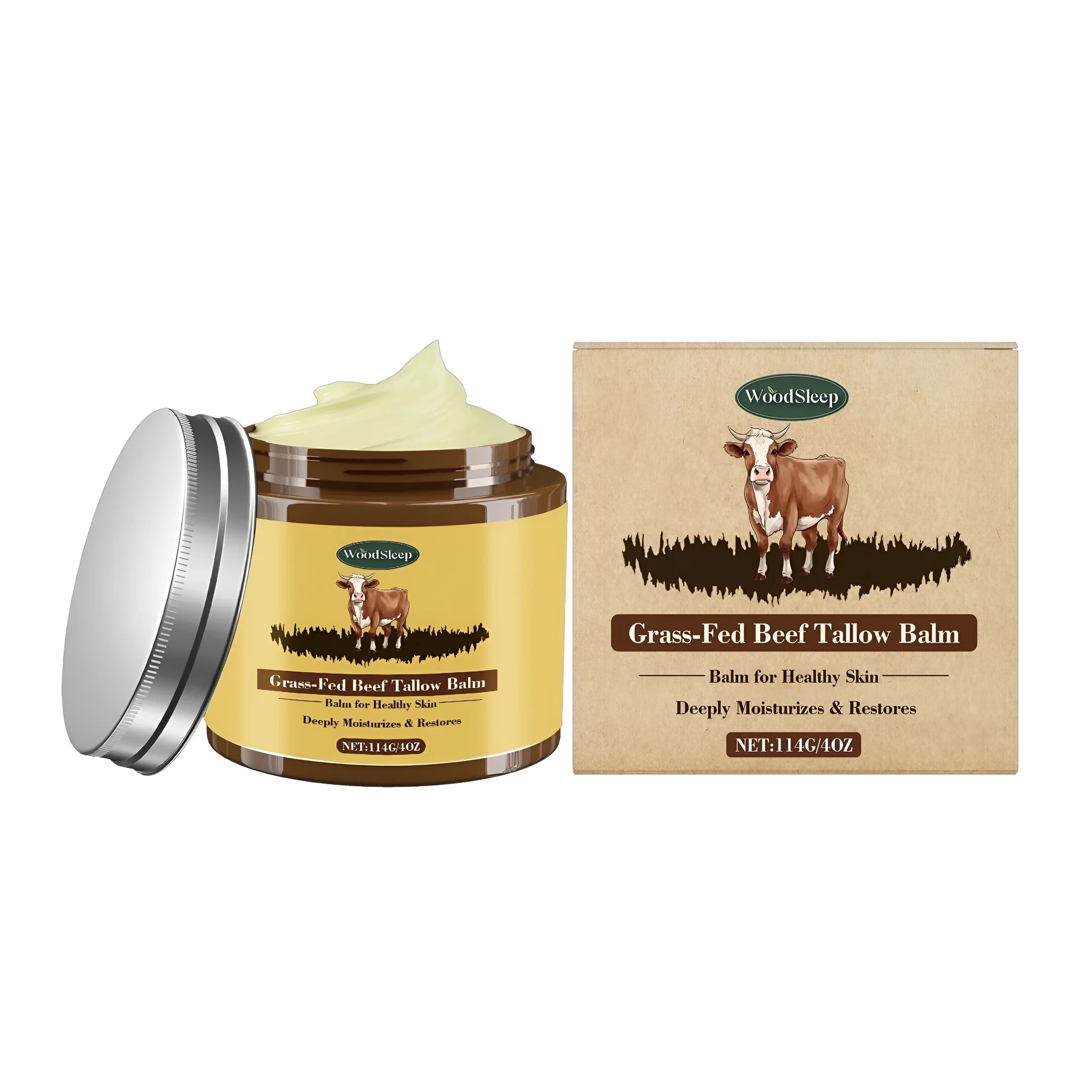 114g jar of cow fat skin care cream with glycerin and honey