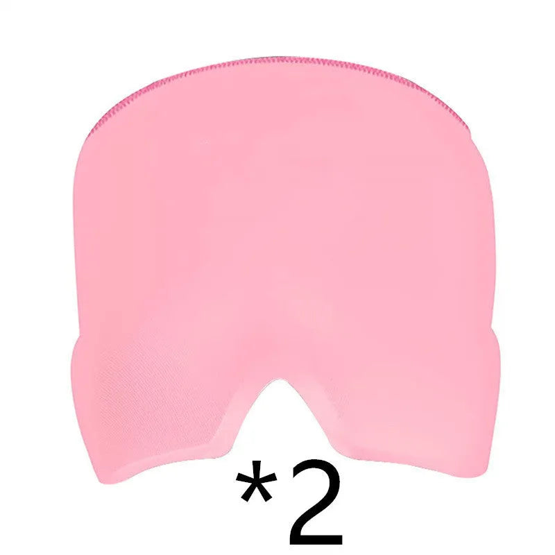 Elastic cloth gel eye mask for headache relief with adjustable headband in black colour