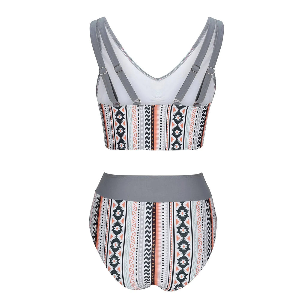 Women's solid colour cross sling swimsuit bikini set in polyester fabric