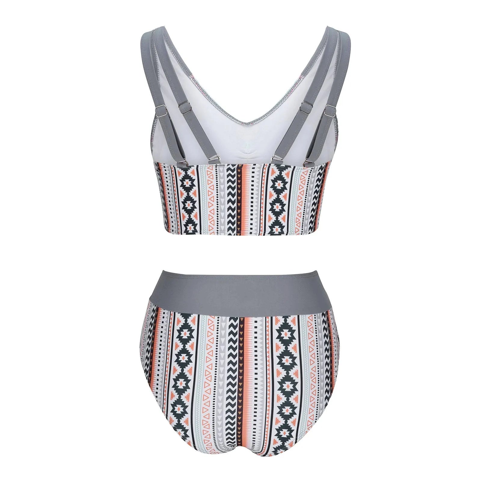 Women's solid colour cross sling swimsuit bikini set in polyester fabric
