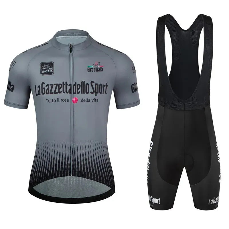 Patterned short-sleeve cycling suit for road biking in polyester fabric
