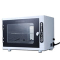 Small silver ultraviolet steriliser cabinet with stainless steel interior for salon tool hygiene