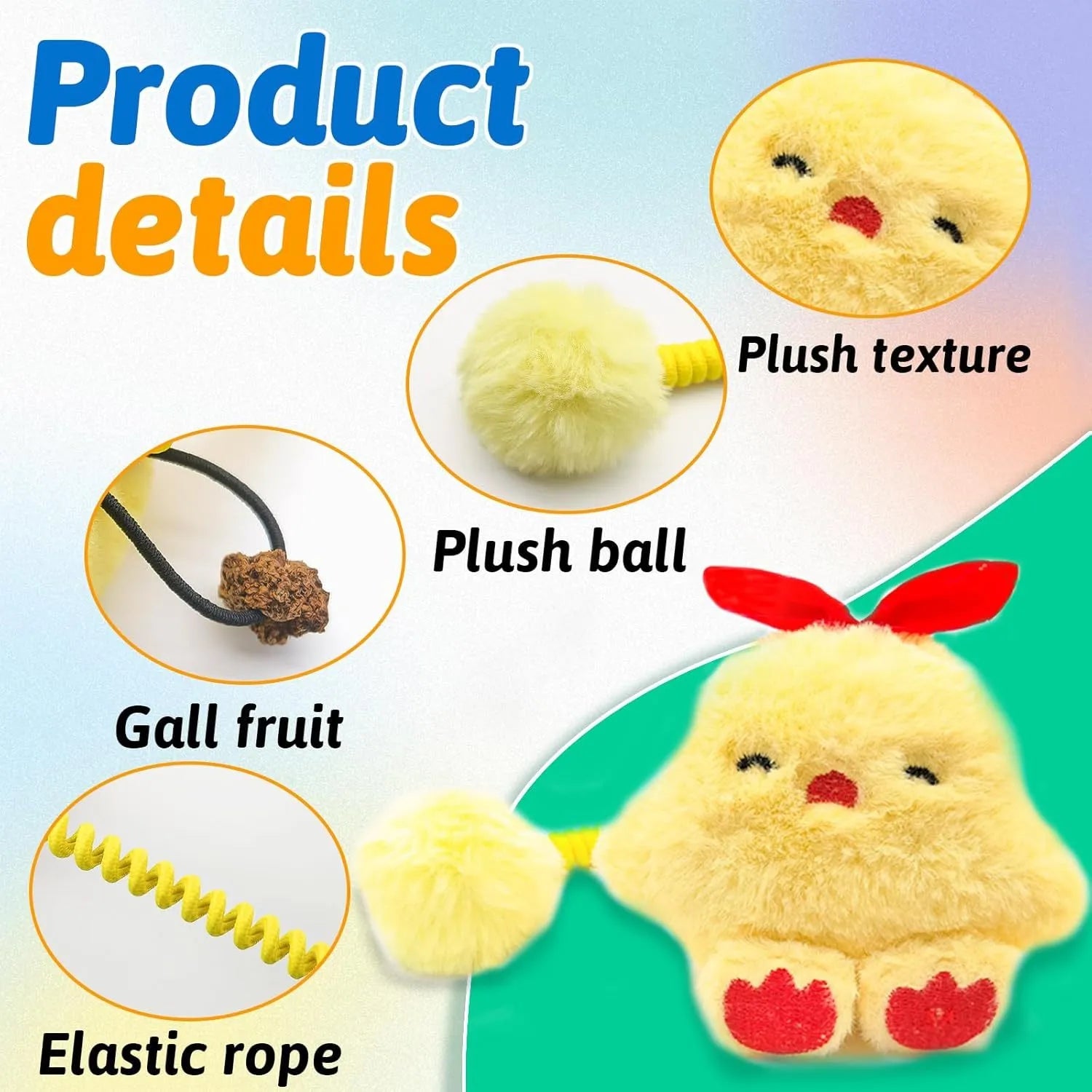 4-in-1 interactive cat toy with silvervine fruit, spring and plush animal figure for indoor kittens