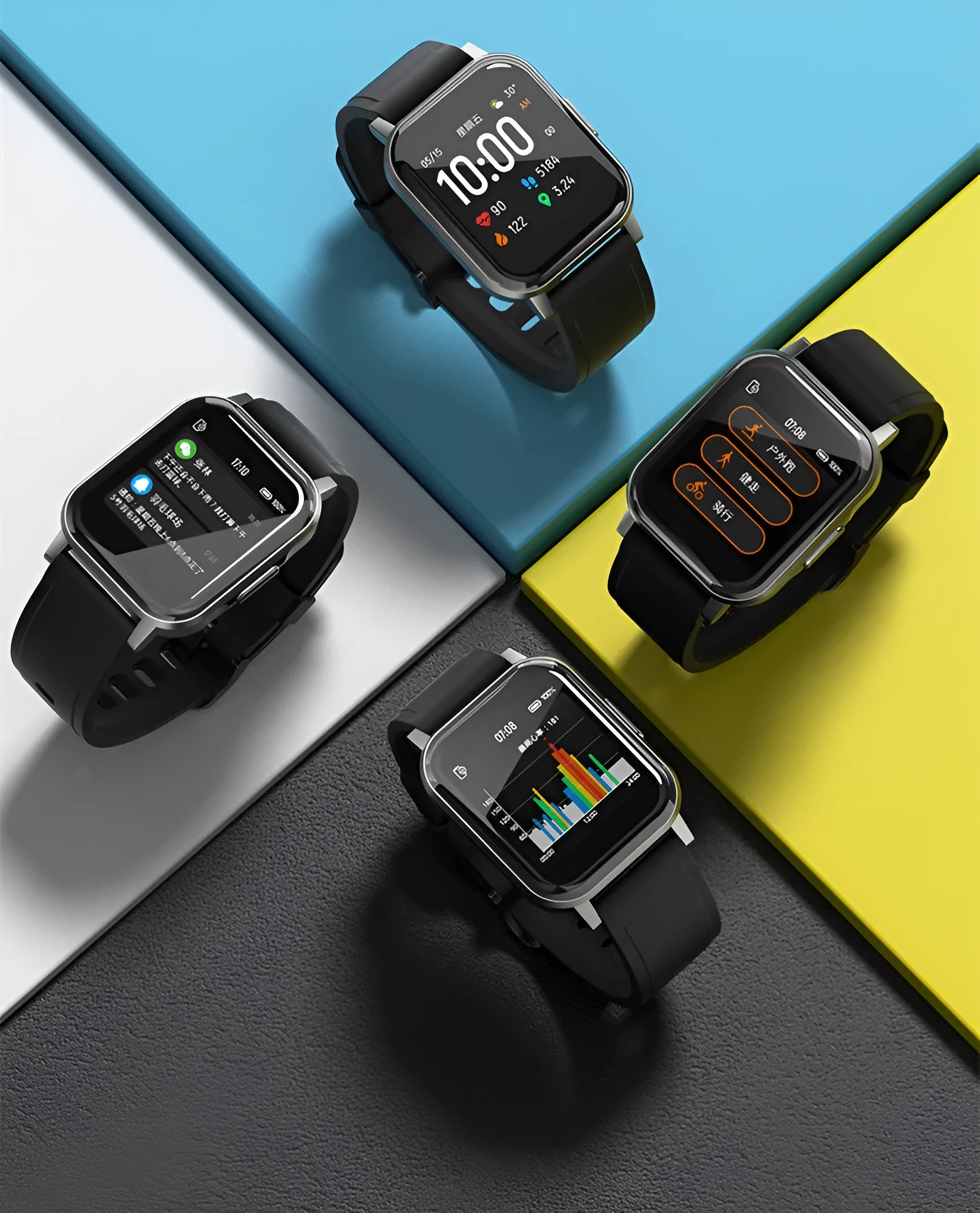 Black waterproof smart bracelet with 1.4 inch touch screen on a silicone wrist strap.