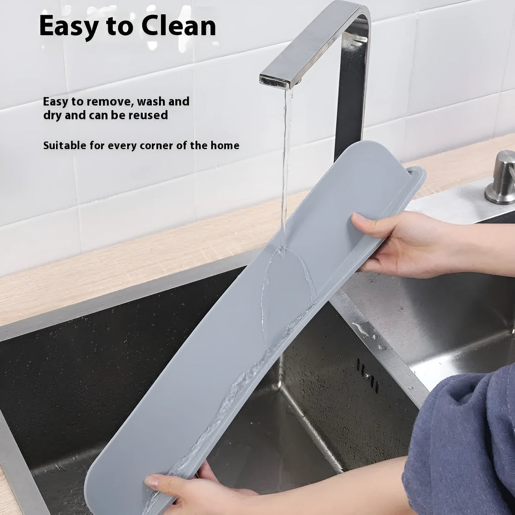 Silicone kitchen sink splash guard water blocking plate in black, blue or grey colours