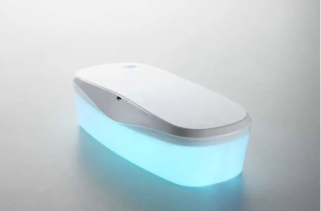 DORR portable UV sterilisation box with USB cable on a white background.