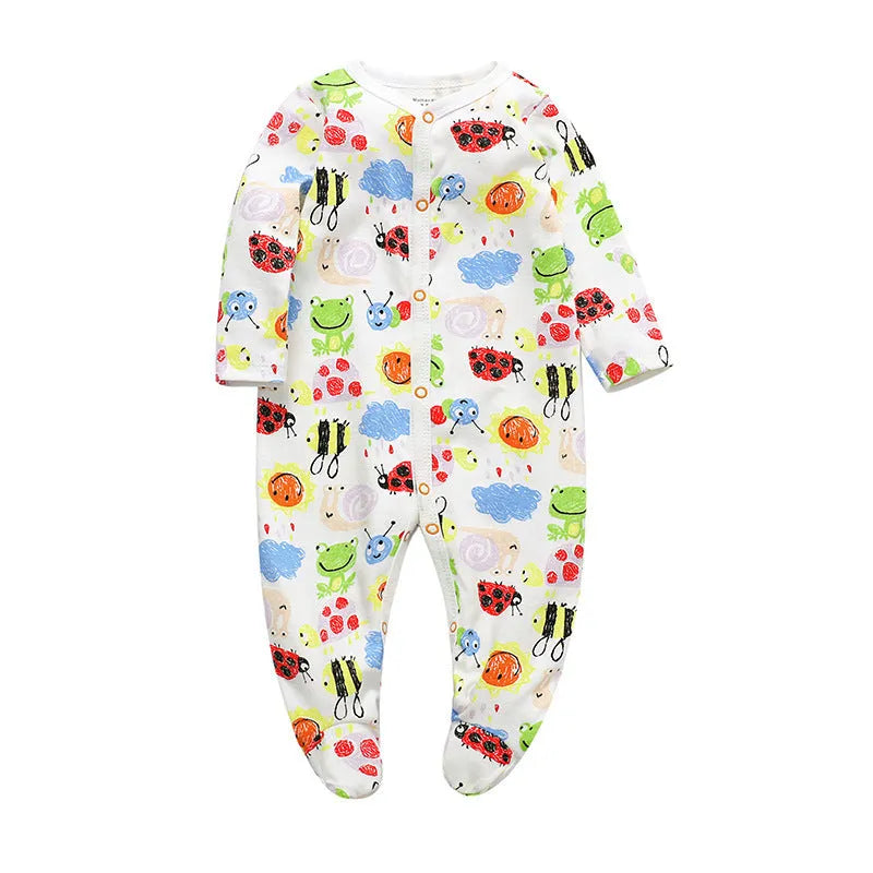 Cotton baby one-piece clothes in a dinosaur print design for infants aged 3 to 12 months