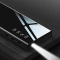 20000mAh power bank with LCD display showing battery percentage and dual USB charging ports