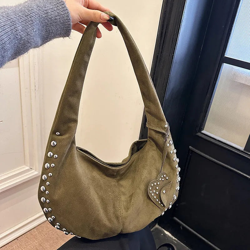 Women's soft plush strapless tote handbag in retro style carried underarm