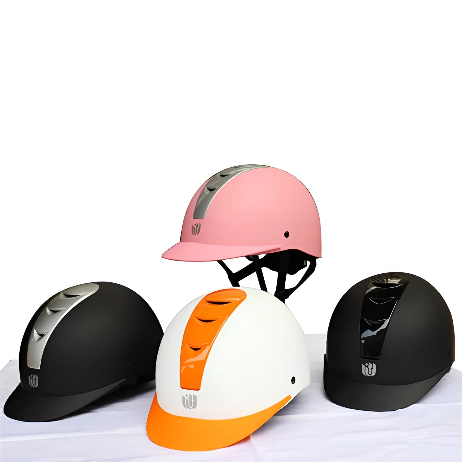 Lightweight black and silver equestrian riding helmet on a white background.