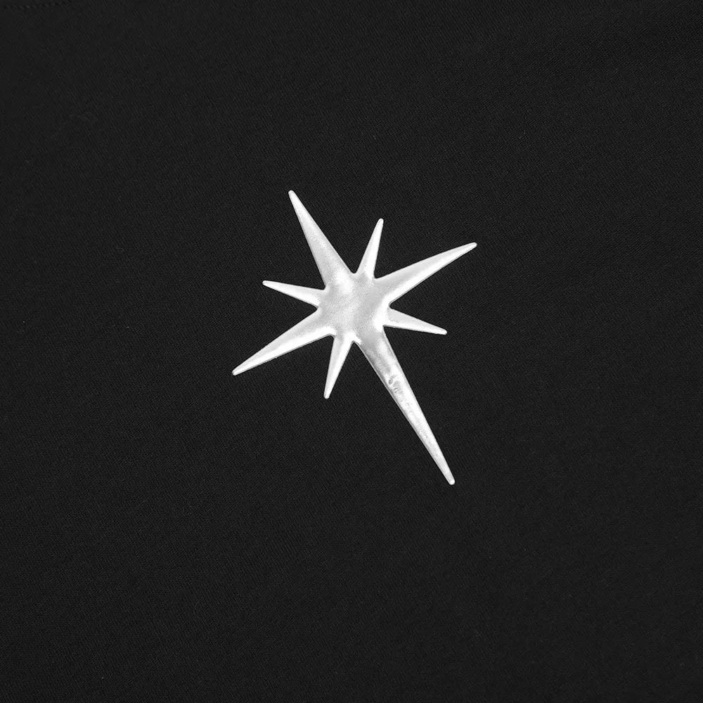 Men's cotton short sleeve t-shirt with cross star pattern, available in white and black, sizes S to XL