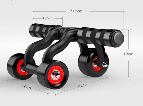 Three-wheel abdominal wheel with brake plate and foam handle for home fitness