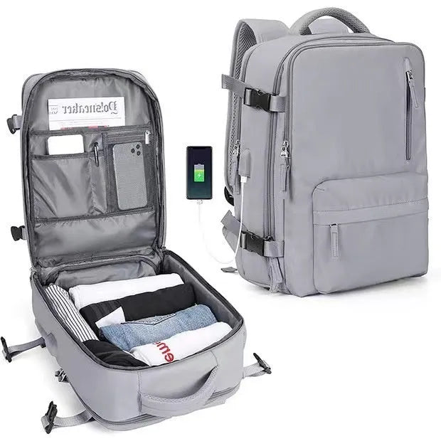 Large nylon waterproof mummy backpack in various colours on a neutral background.