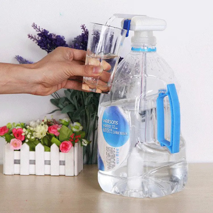 Manual electric pumping water device with PP silicone straw and blue press handle.