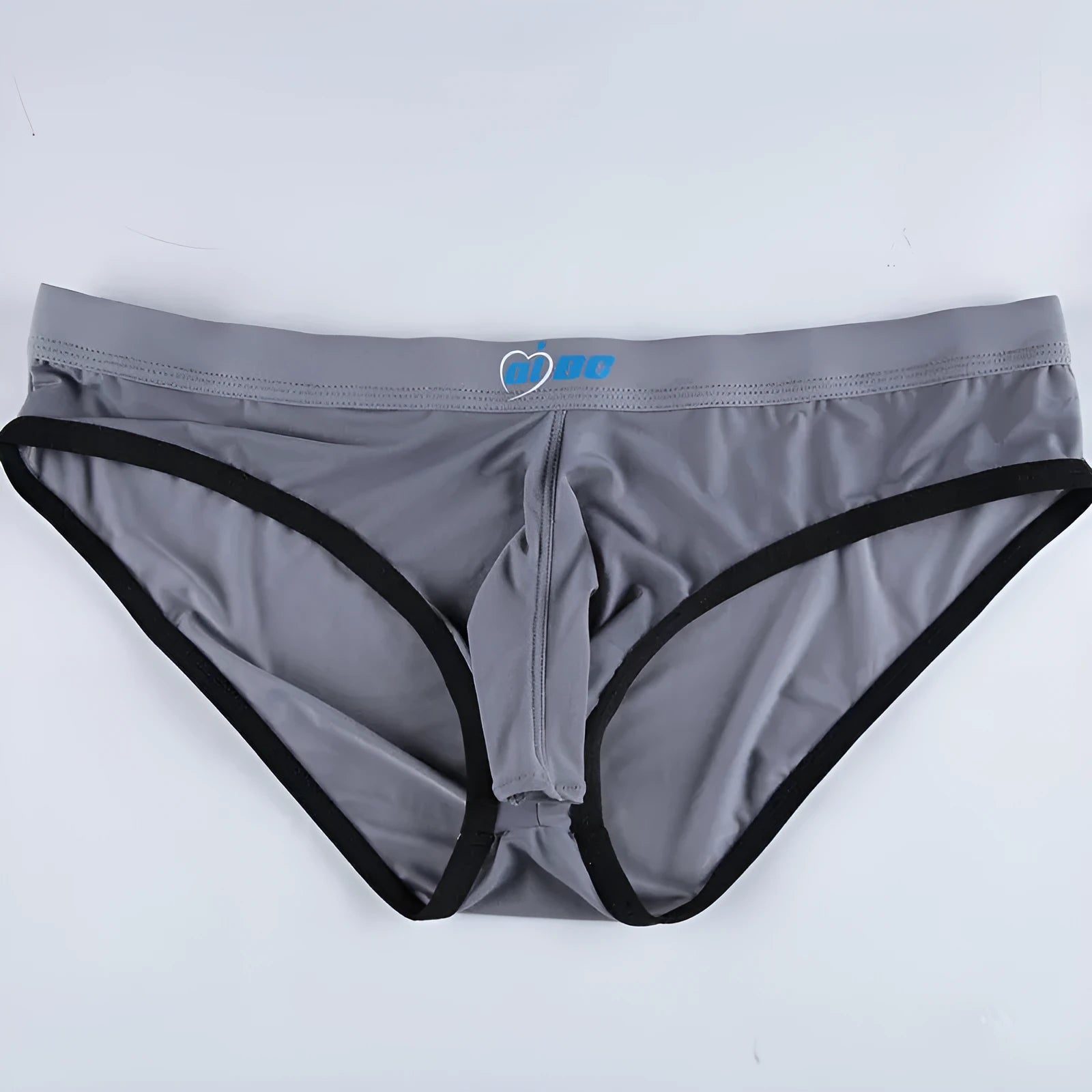 Men's ice silk bazooka briefs in seven colours showing mid-waist design and bullet separation