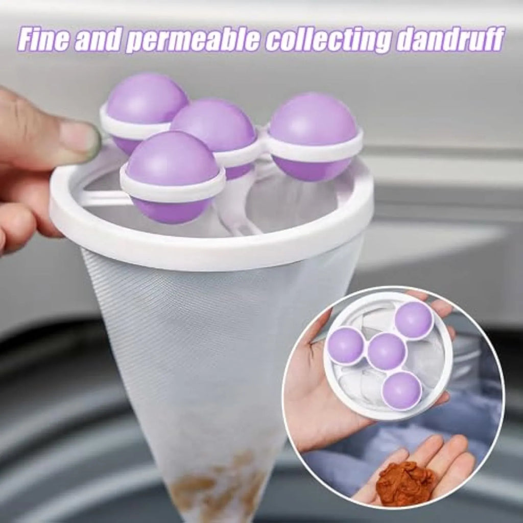 Three pink reusable mesh washing machine filter bags for catching pet hair and lint.