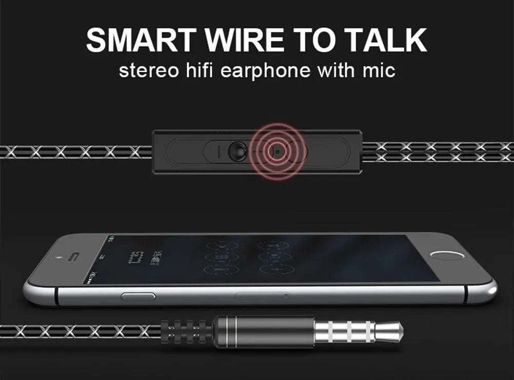 Fanbiya S1 metal in-ear headphones with ear hook design and microphone on cable