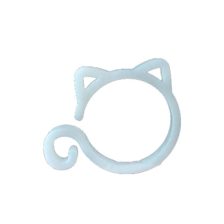 Colourful cat-shaped plastic plant clip for stem support in gardening.