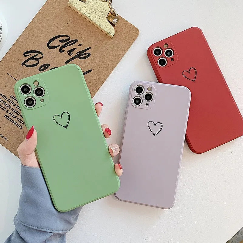 Silicone TPU back cover phone case for Apple iPhone in black, green, grey, light green, pink, purple, red, and white colour options.
