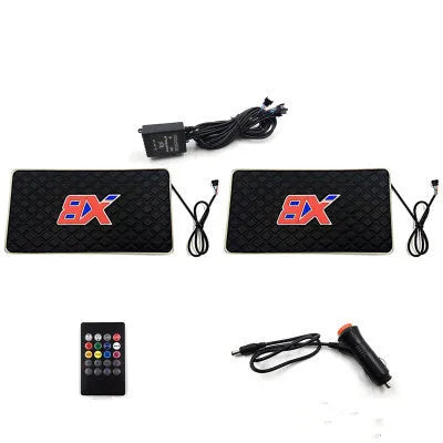 Black car interior atmosphere light with sound control, multicolor LED pad, USB socket, style A projection