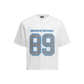 Men's loose fit casual t-shirt in black or white with regular sleeves and chemical fibre blend fabric