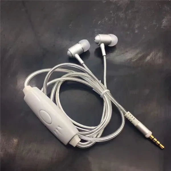 Blue LED light-up earphones with aluminium alloy shells showing rhythm-sync lighting patterns