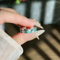 Mint green enamel copper ring with eight-point asterism star pattern and personalised text option