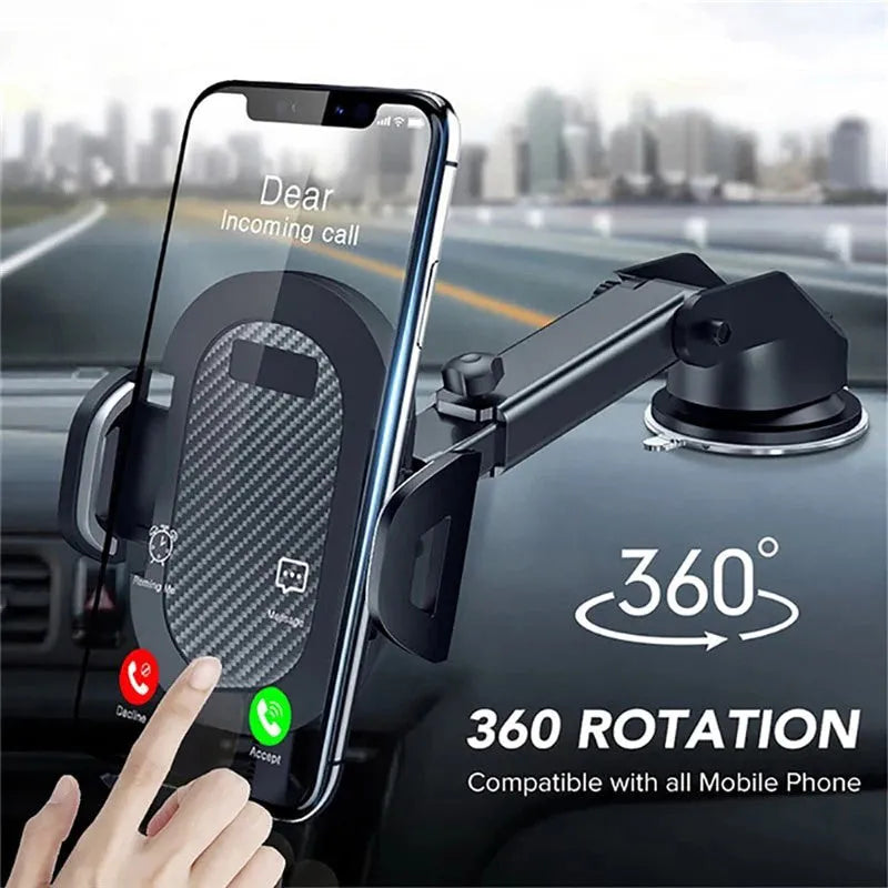 Black universal car phone holder dashboard mount for 4 to 7 inch smartphones
