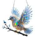 UV printed cartoon bird design on a square acrylic pendant for wall decoration.