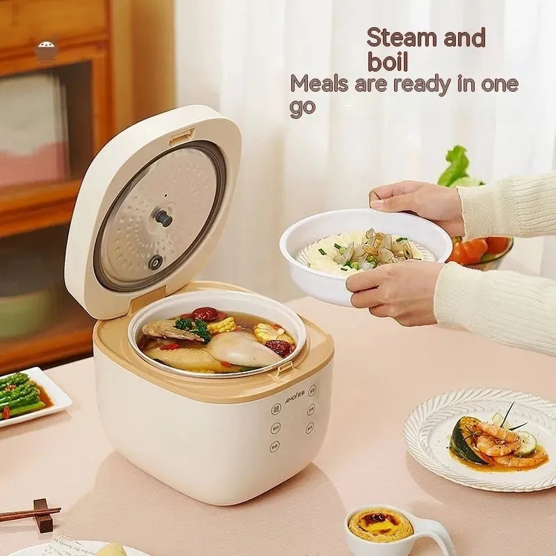 White intelligent multi-function rice cooker with 3 litre capacity and six cooking functions