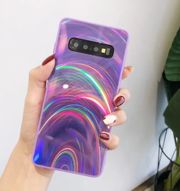 Marble pattern shockproof silicone phone case for Samsung Galaxy devices showing front and back protection