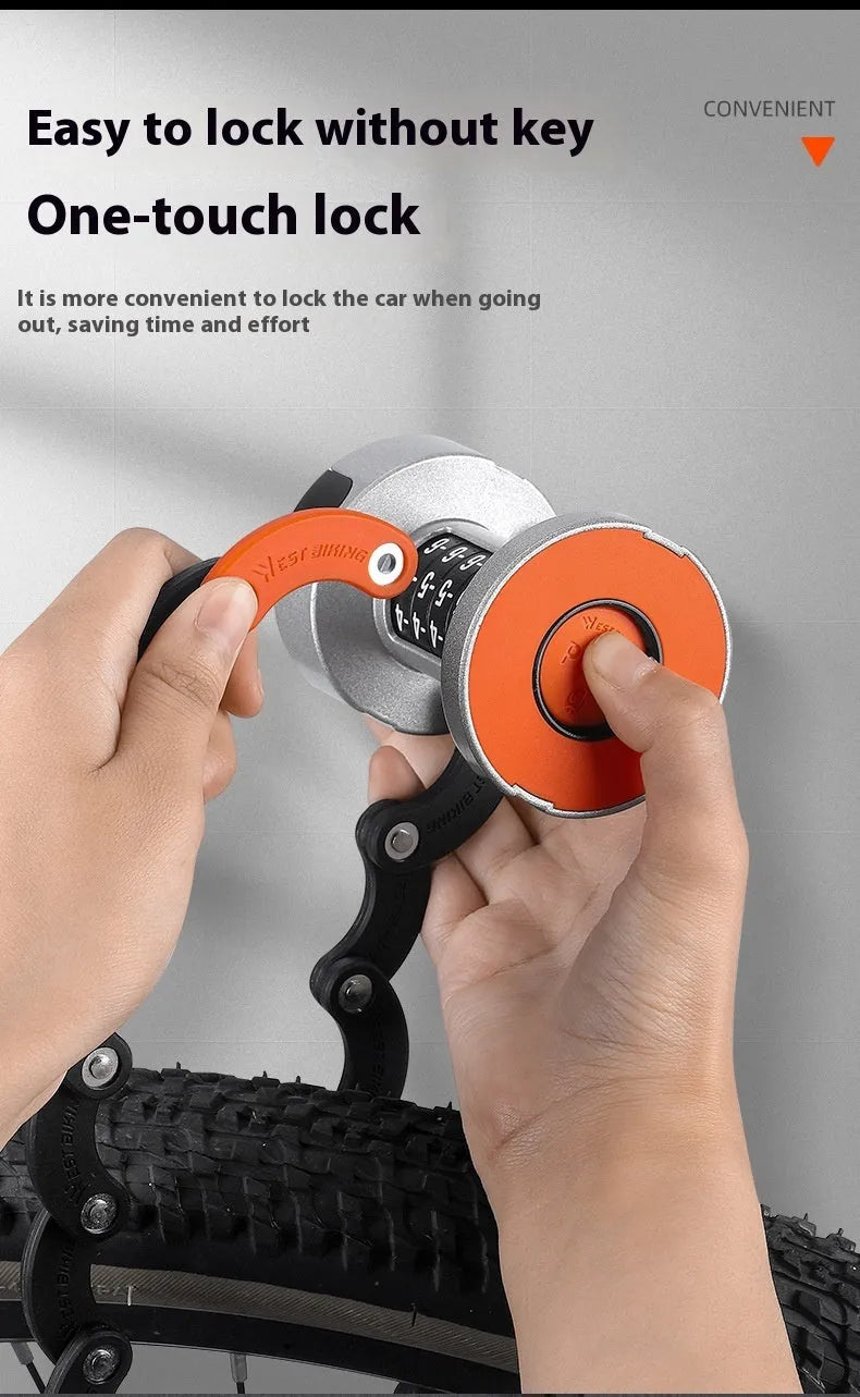 Black bicycle anti-theft fliplock for water bottle cage security with folding lock design