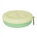 Portable outdoor dog bowl and snack box for food and water in light pink and light green colour options