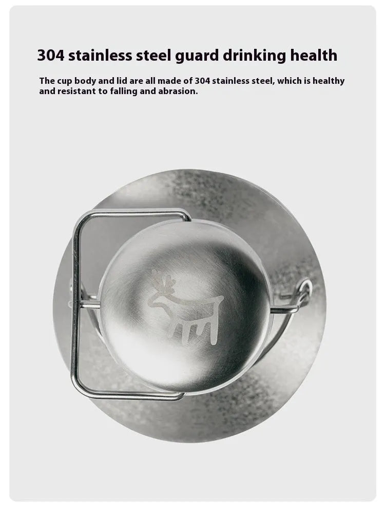 Stainless steel outdoor thermal pot with carrying handle, available in single or double layer insulation options