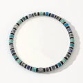 Hand-woven bohemian bracelet with cylindrical geometric semi-precious stones
