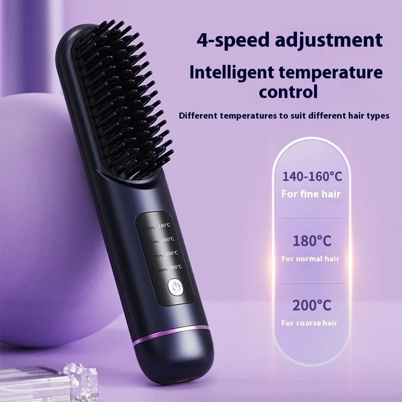 Portable negative ion hair comb for straight hair in white, blue, or grey.