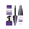 Tearable liquid eyebrow pencil in black, brown, and light brown shades showing its applicator tip.