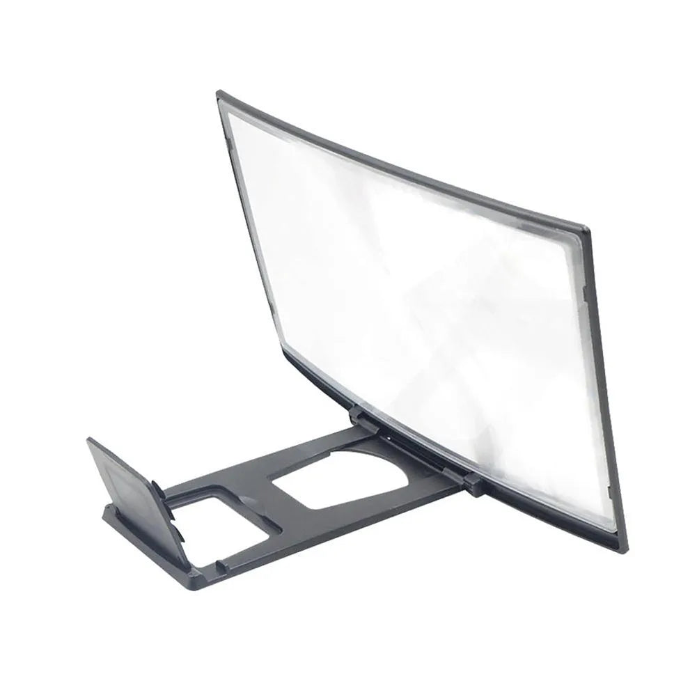 12 inch mobile screen magnifier bracket in black ABS with HD acrylic lens and anti-slip slot for phone