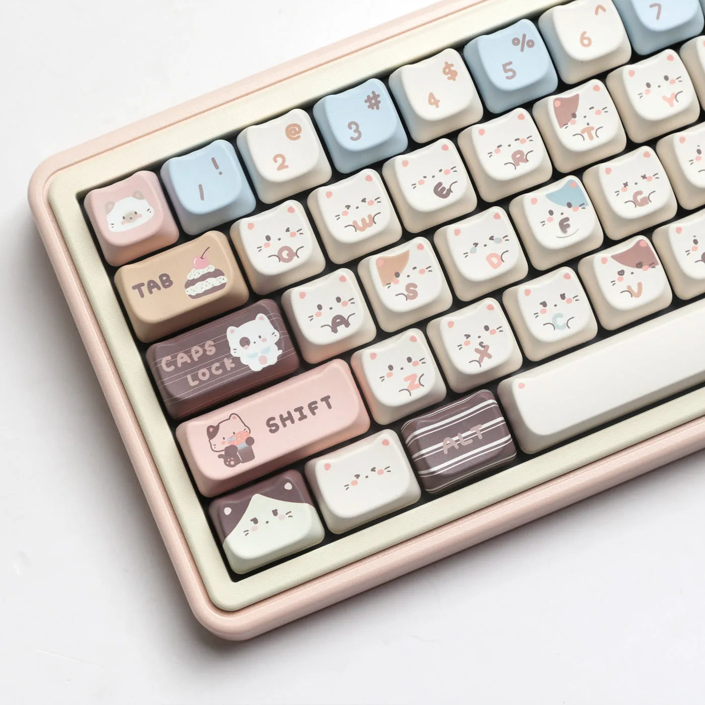 High Sea Salt Cat PBT sublimation keycaps full set with March space and 7u supplement keys