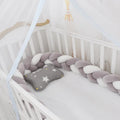 Bendable braid knot pillow cushion baby bumper in spandex velvet for cot safety protection.