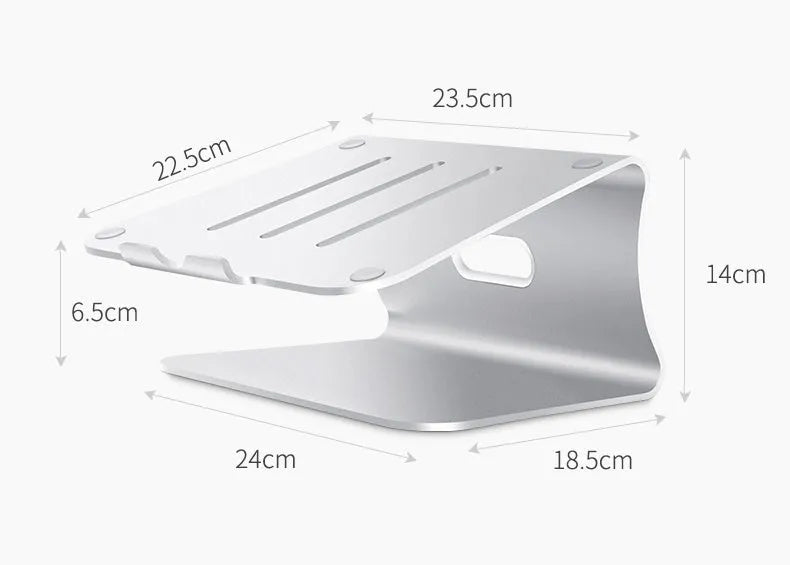 Aluminium notebook cooler stand with a rotary base in silver and grey colour options.