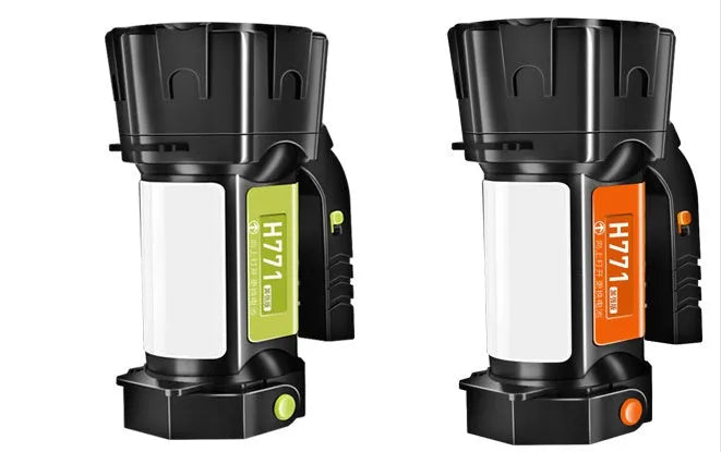 H771 portable handheld searchlight with shoulder strap, shown in an outdoor setting.